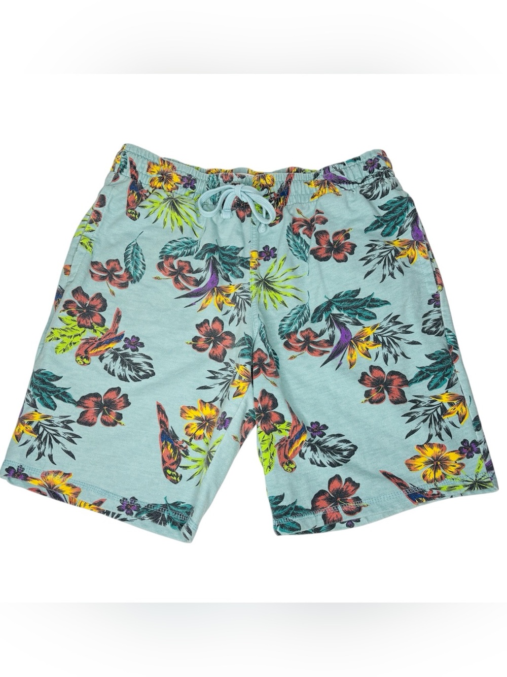 Retrofit Tropical Floral Men’s Jogger Shorts Size Large 9" inseam multicolor